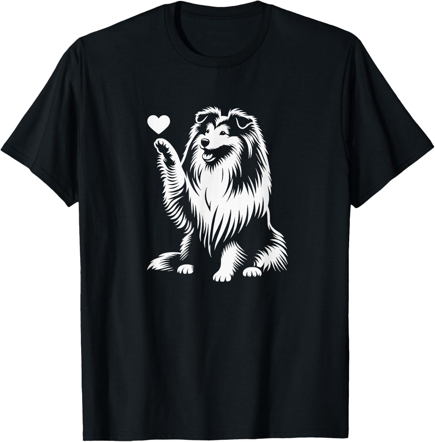 Shetland Sheepdog Sitting Dog Heart Sheltie Graphic Design T-Shirt - T-Shirt | Black
