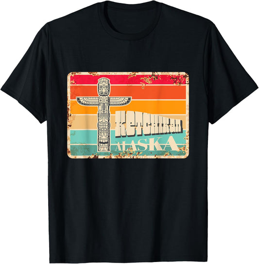 Vintage Rusty Signboard Ketchikan Indian Totem Alaska T-Shirt - T-Shirt | Black