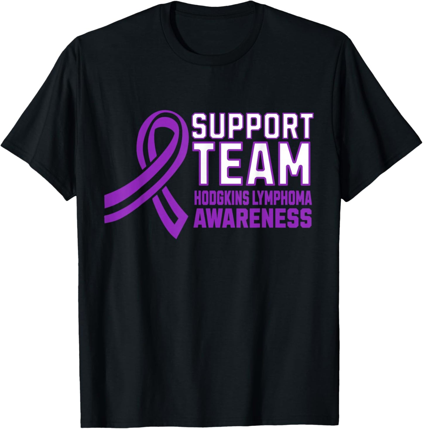 Matching Support Team Hodgkins Lymphoma Awareness Ribbon T-Shirt - T-Shirt | Black
