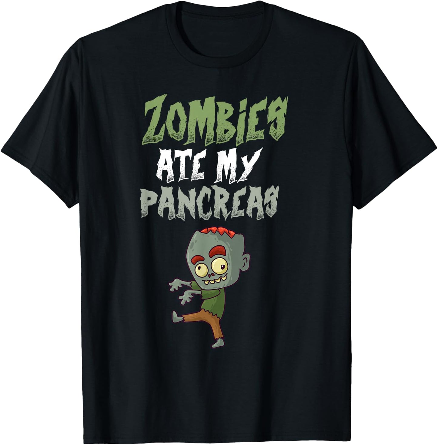 Zombies Ate My Pancreas T1D Type 1 Diabetes Halloween Party T-Shirt - T-Shirt | Black