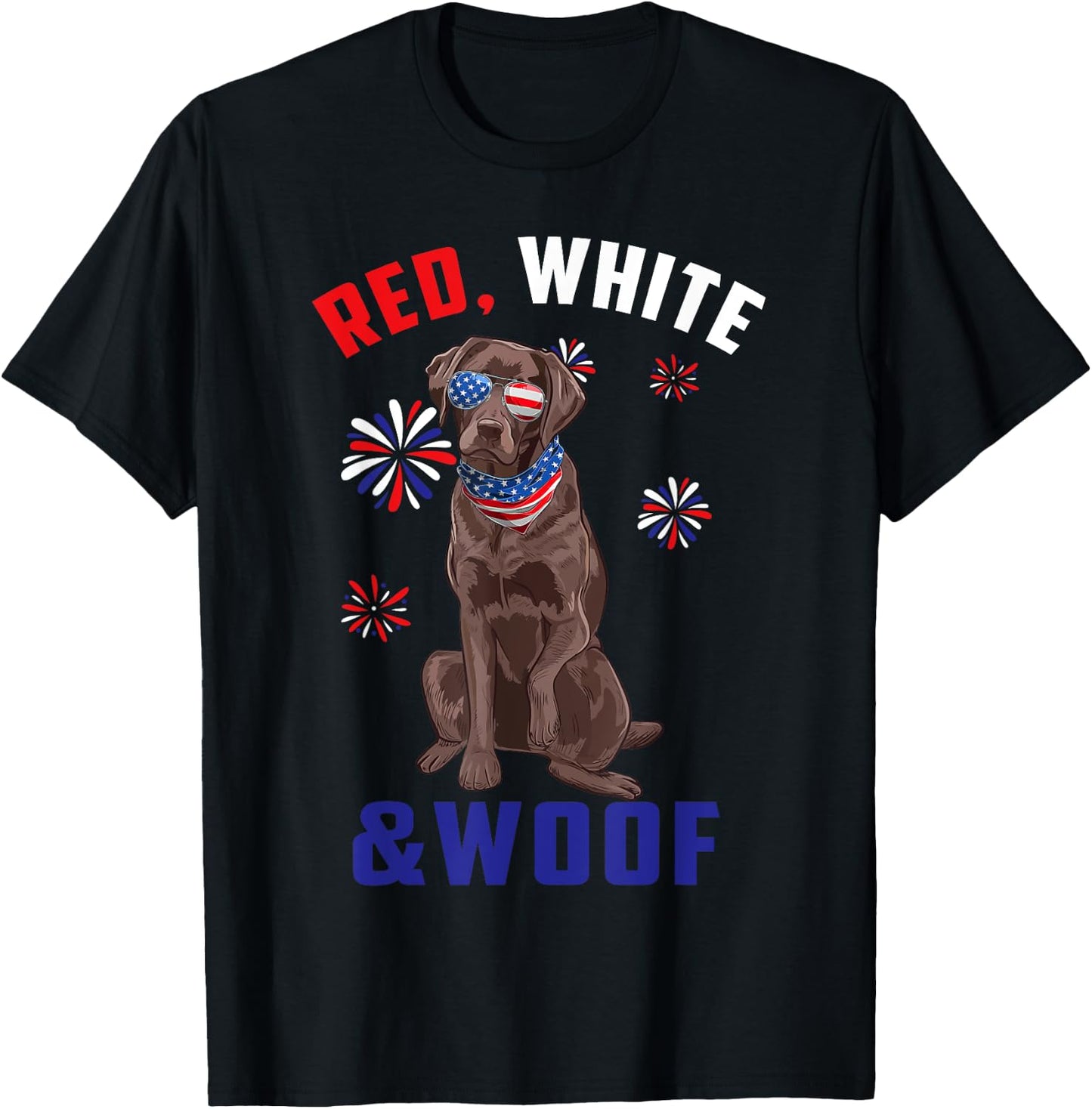 Red White And Woof Chocolate Labrador Dog Lover 4th Of July Men T-Shirt - T-Shirt | Black