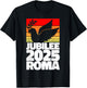 Jubilee 2025 Roma Peace Dove Striped Sunrise Holy Faith Year T-Shirt - T-Shirt | Black