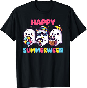 Happy Summerween Summer Halloween Ghost T-Shirt - T-Shirt | Black