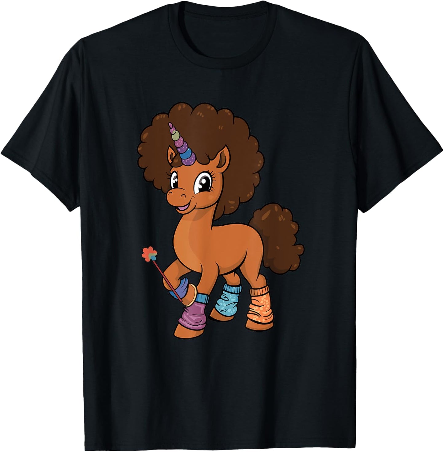 Unicorn With Afro Costume Toddler Girls Melanin African Kids T-Shirt - T-Shirt | Black
