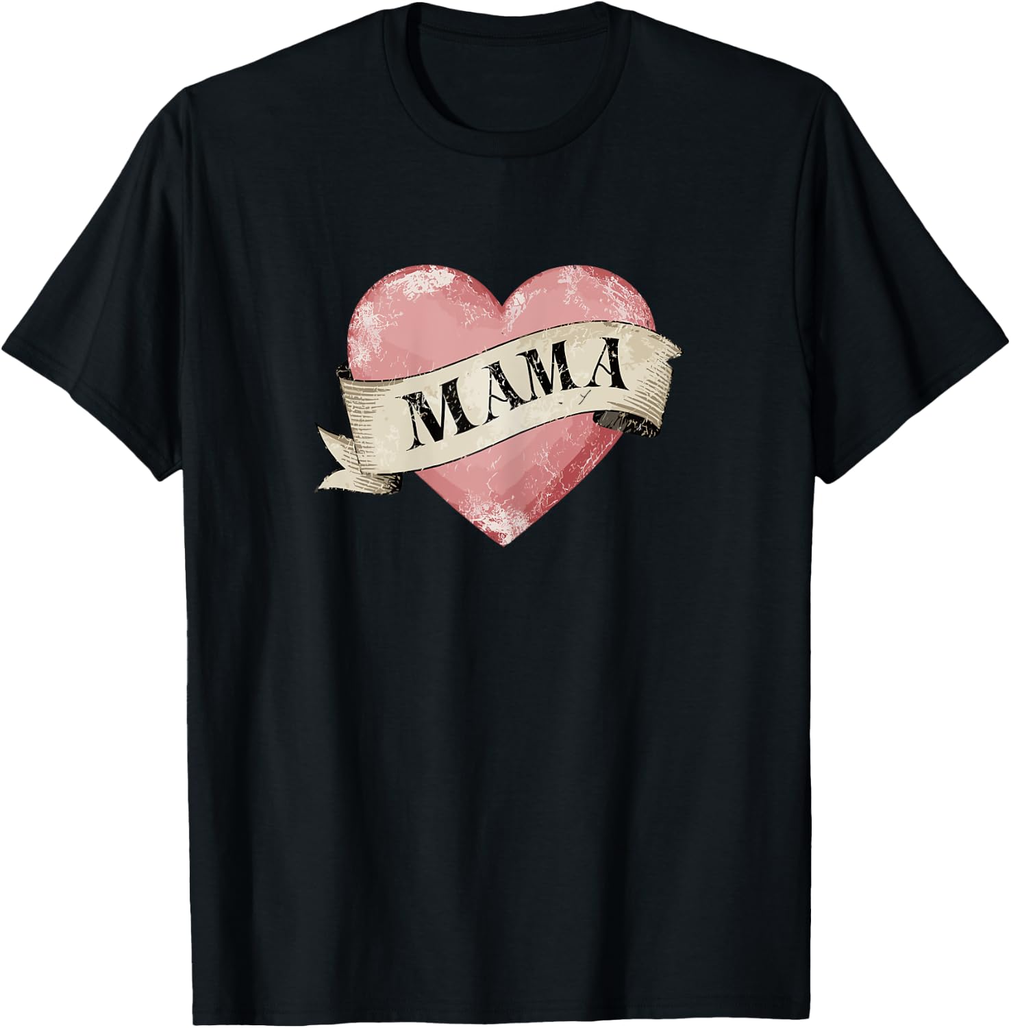 Mama Vintage Retro Mom Tattoo Heart T-Shirt - T-Shirt | Black