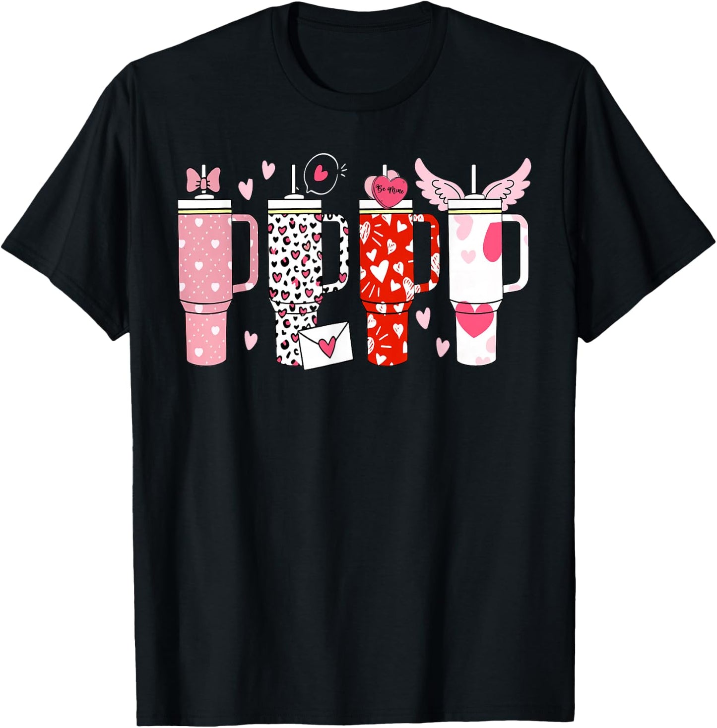 Retro Valentines Candy Heart Tumbler Inspired Girls T-Shirt - T-Shirt | Black