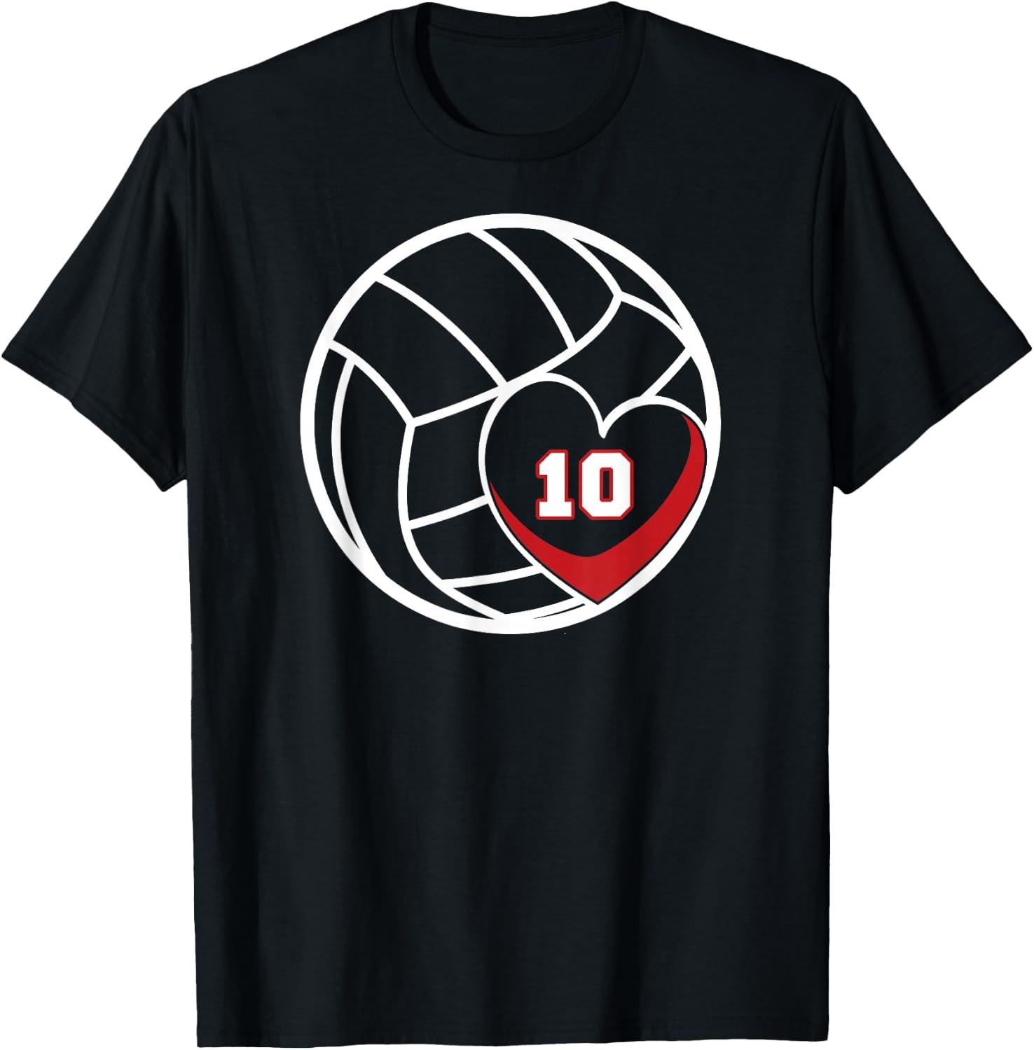 Volleyball Jersey Number 10 Design Player Mom Game Day T-Shirt - T-Shirt | Black