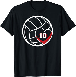 Volleyball Jersey Number 10 Design Player Mom Game Day T-Shirt - T-Shirt | Black