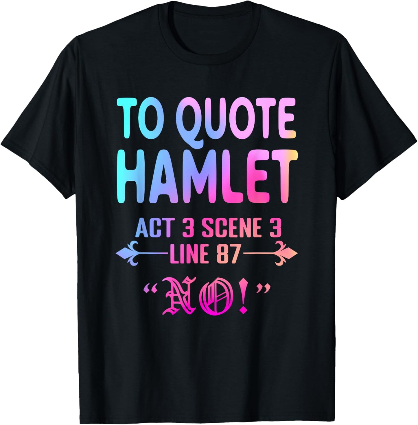 To Quote Hamlet Act 3 Scene 3 Line 87 No! Men Women Funny T-Shirt - T-Shirt | Black