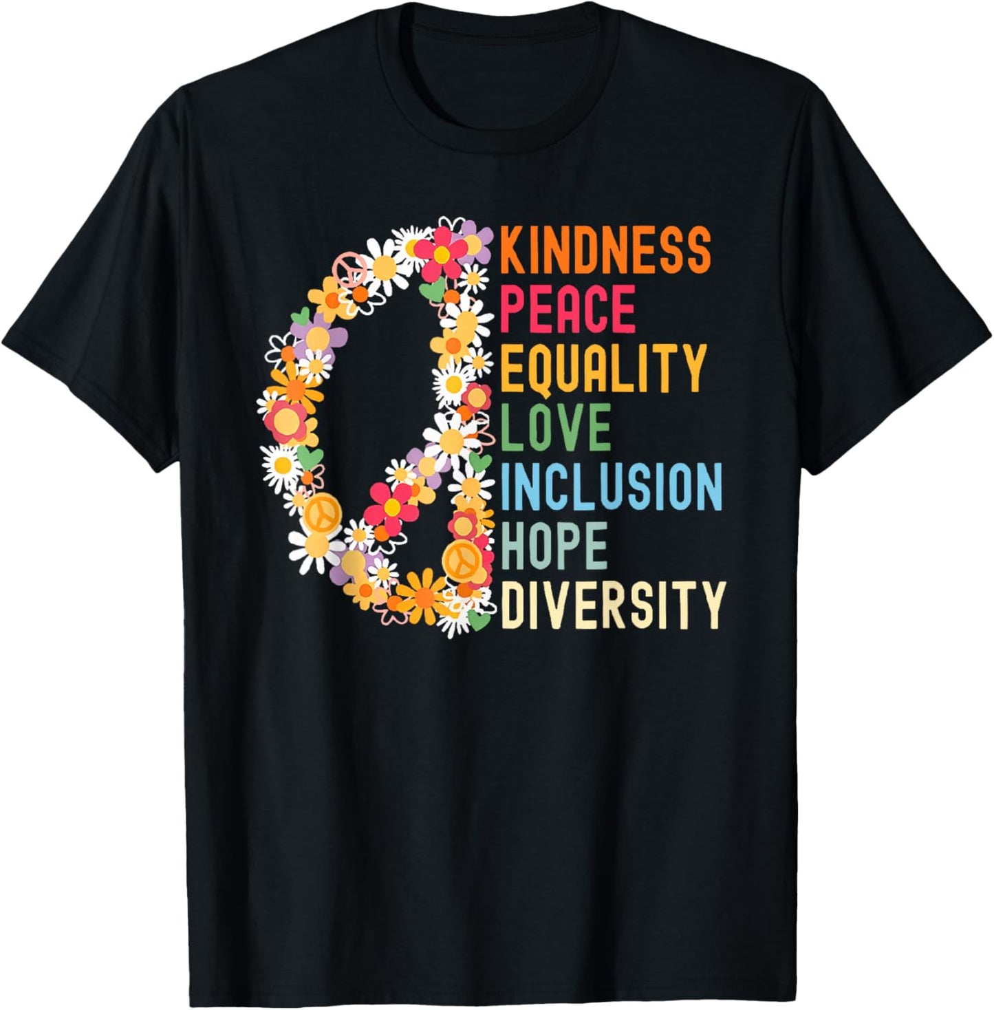 Kindness Peace Equality Hurts No Pride Month One Heart Art T-Shirt - T-Shirt | Black