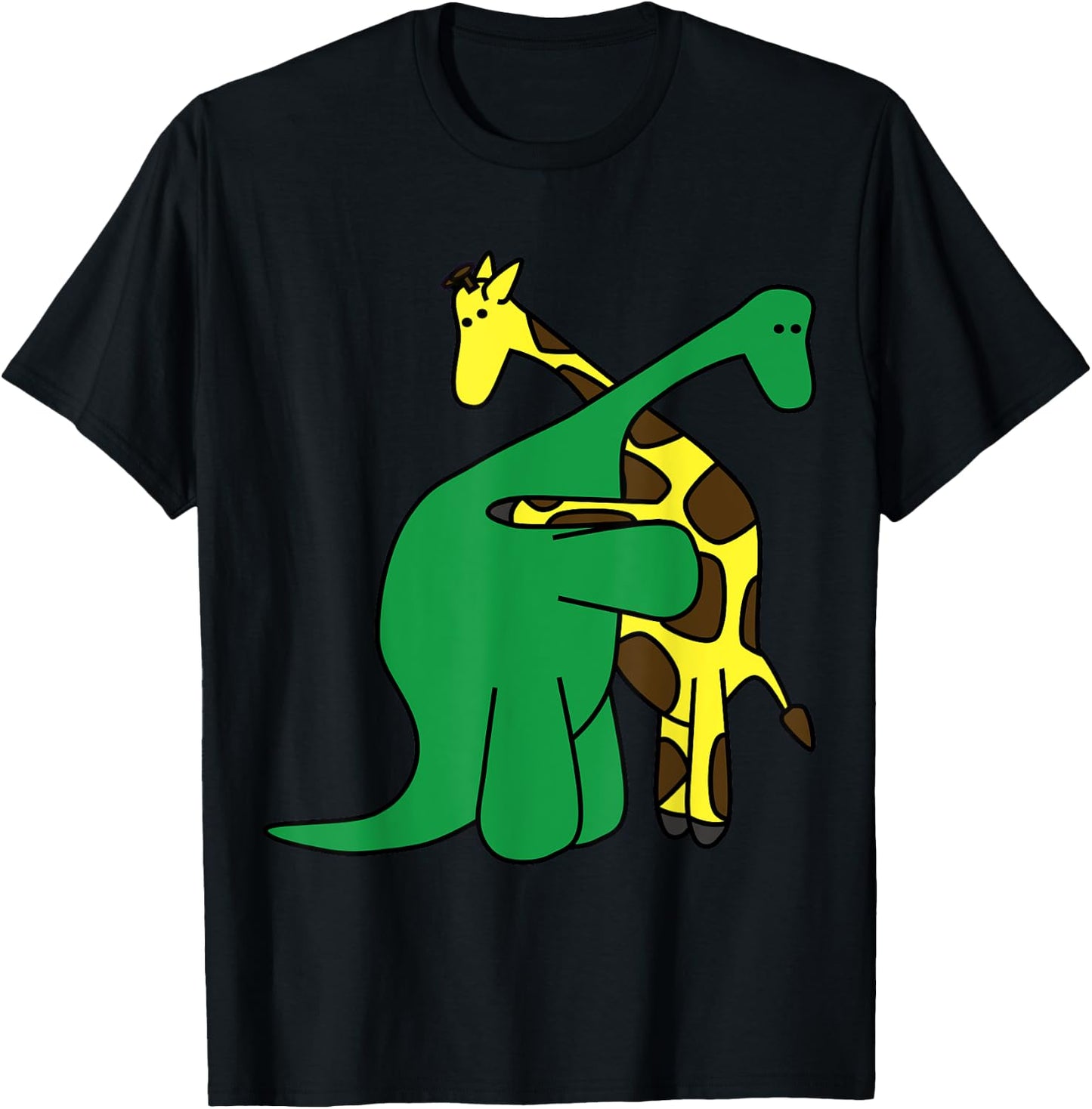 Funny Good Boys Dinosaur Hugging a Giraffe Movie Fan Gift T-Shirt - T-Shirt | Black