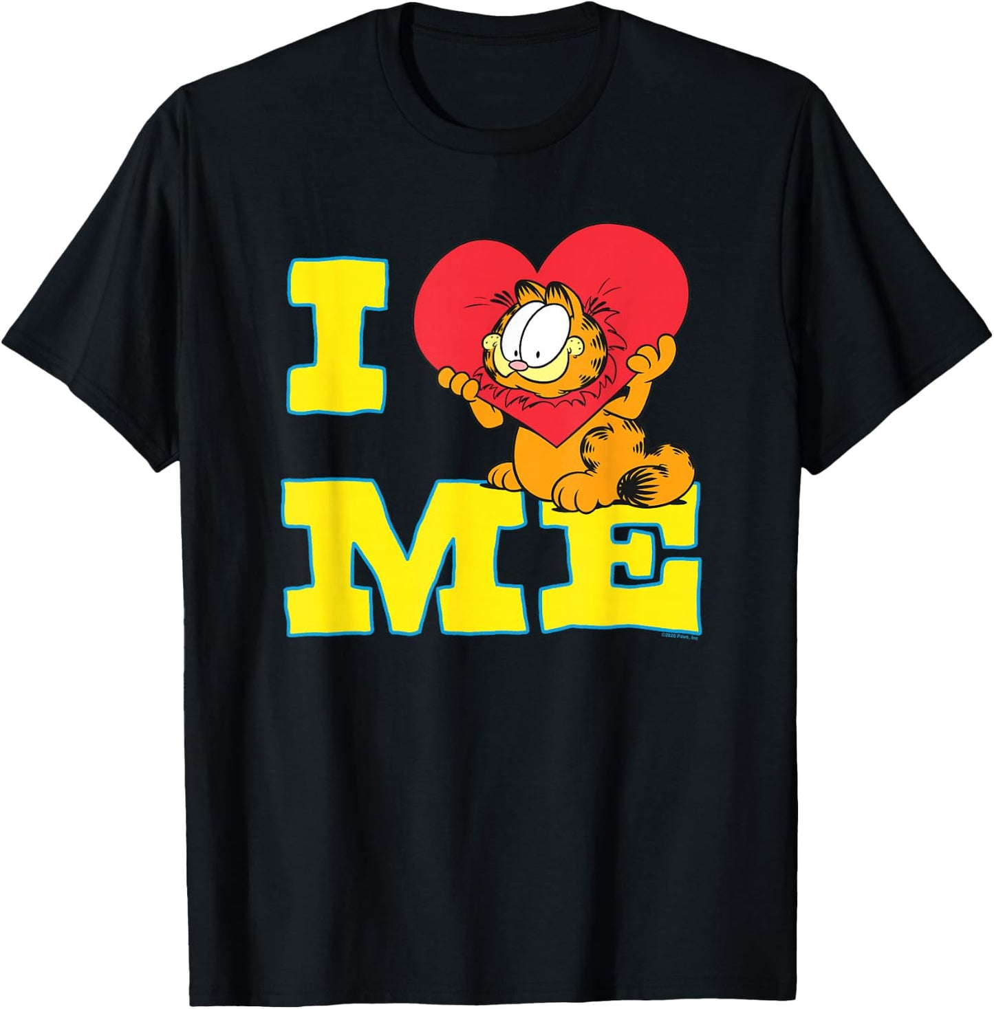 Garfield I Heart Me Funny Block Letters Love Cat Cartoon T-Shirt - T-Shirt | Black