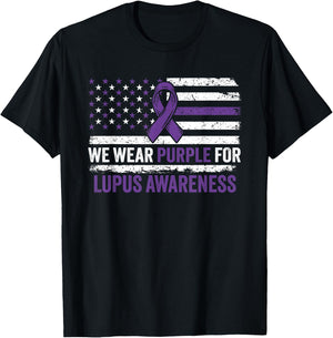 Lupus Awareness Shirt We Wear Purple for Lupus Awareness T-Shirt - T-Shirt | Black