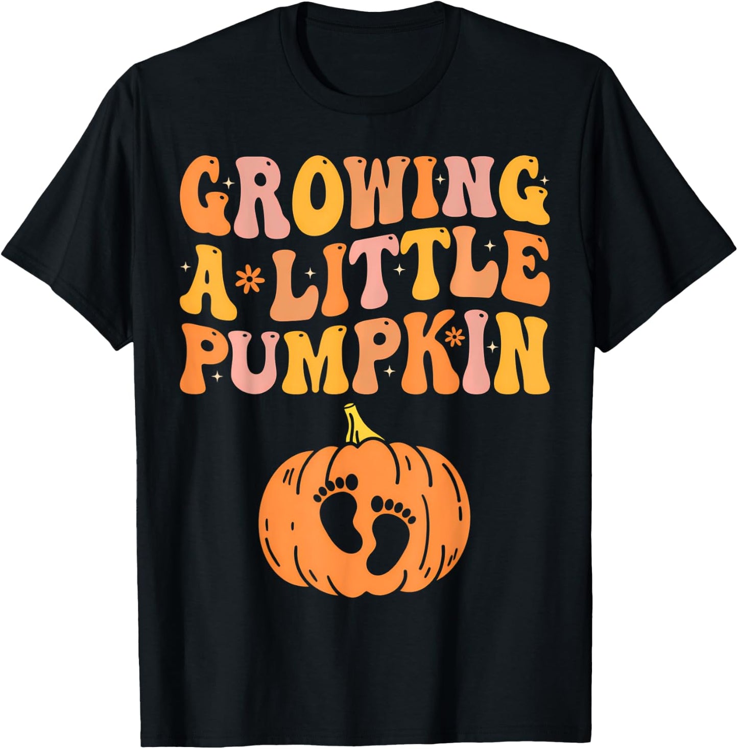 Growing A Little Pumpkin Pregnancy Announcement Halloween T-Shirt - T-Shirt | Black