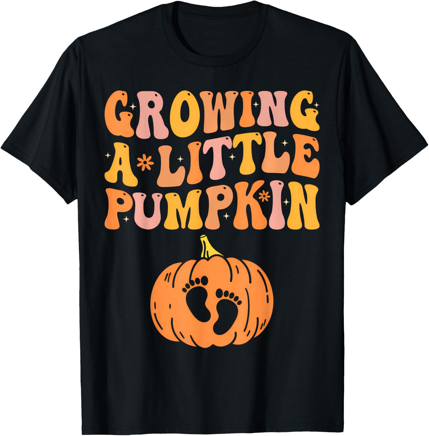 Growing A Little Pumpkin Pregnancy Announcement Halloween T-Shirt - T-Shirt | Black