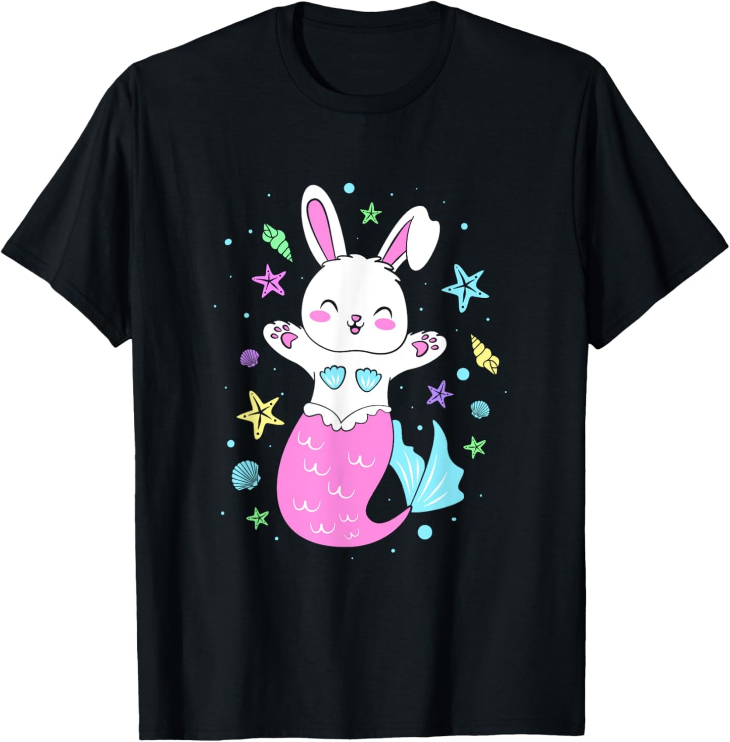 Cute Mermaid Mom Easter Bunny Mermaid Mommy T-Shirt - T-Shirt | Black