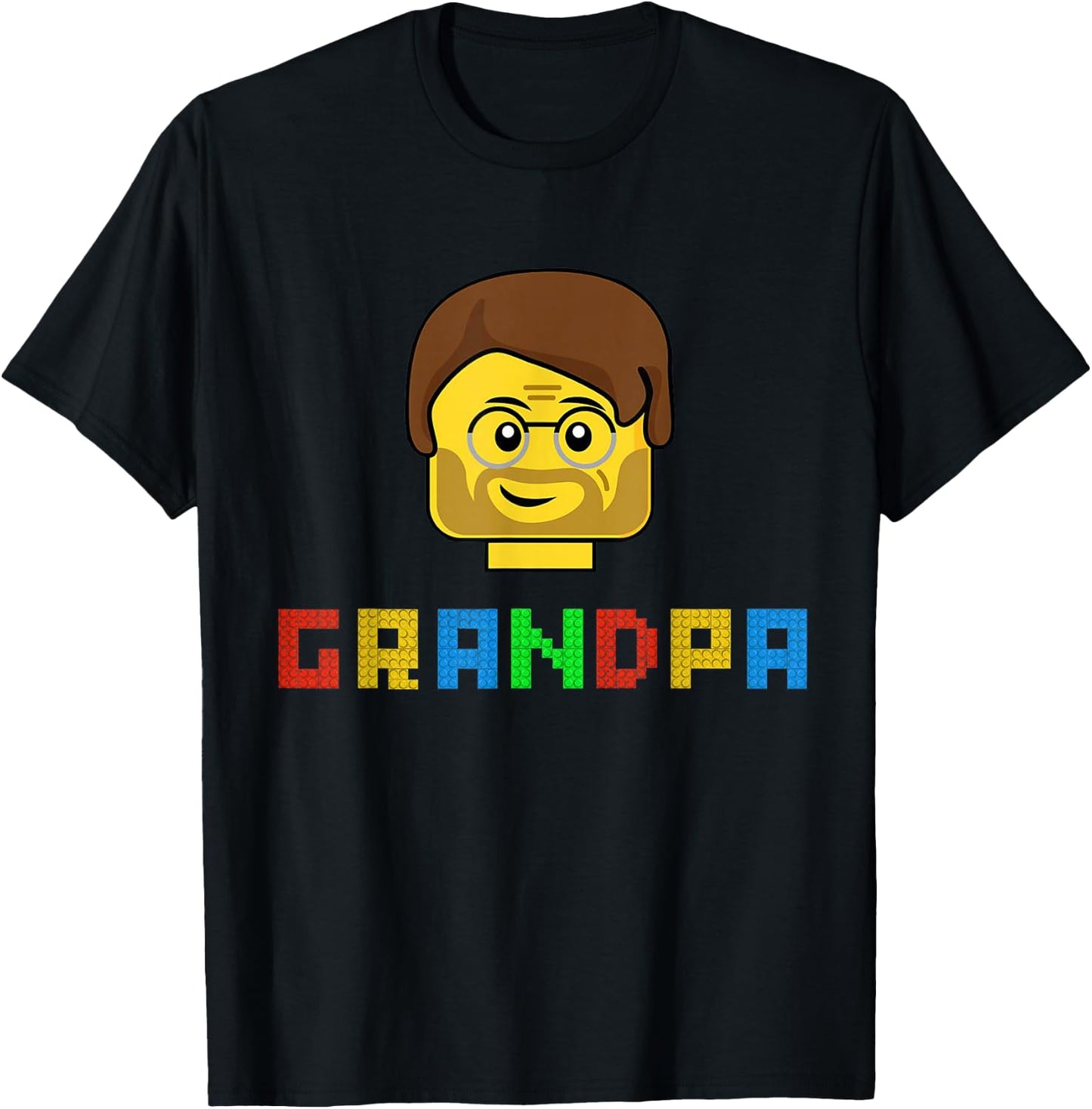 Unique Family Grandpa Master Builder Building Bricks Blocks T-Shirt - T-Shirt | Black