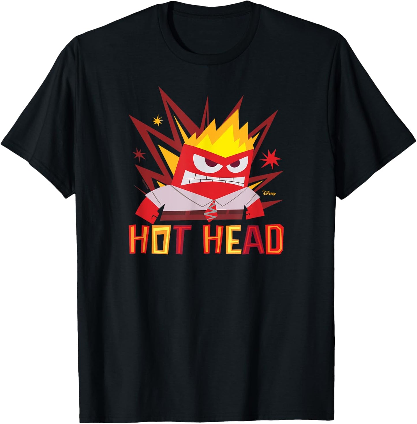 Inside Out 2 - Anger Hot Head Emotion Character T-Shirt - T-Shirt | Black