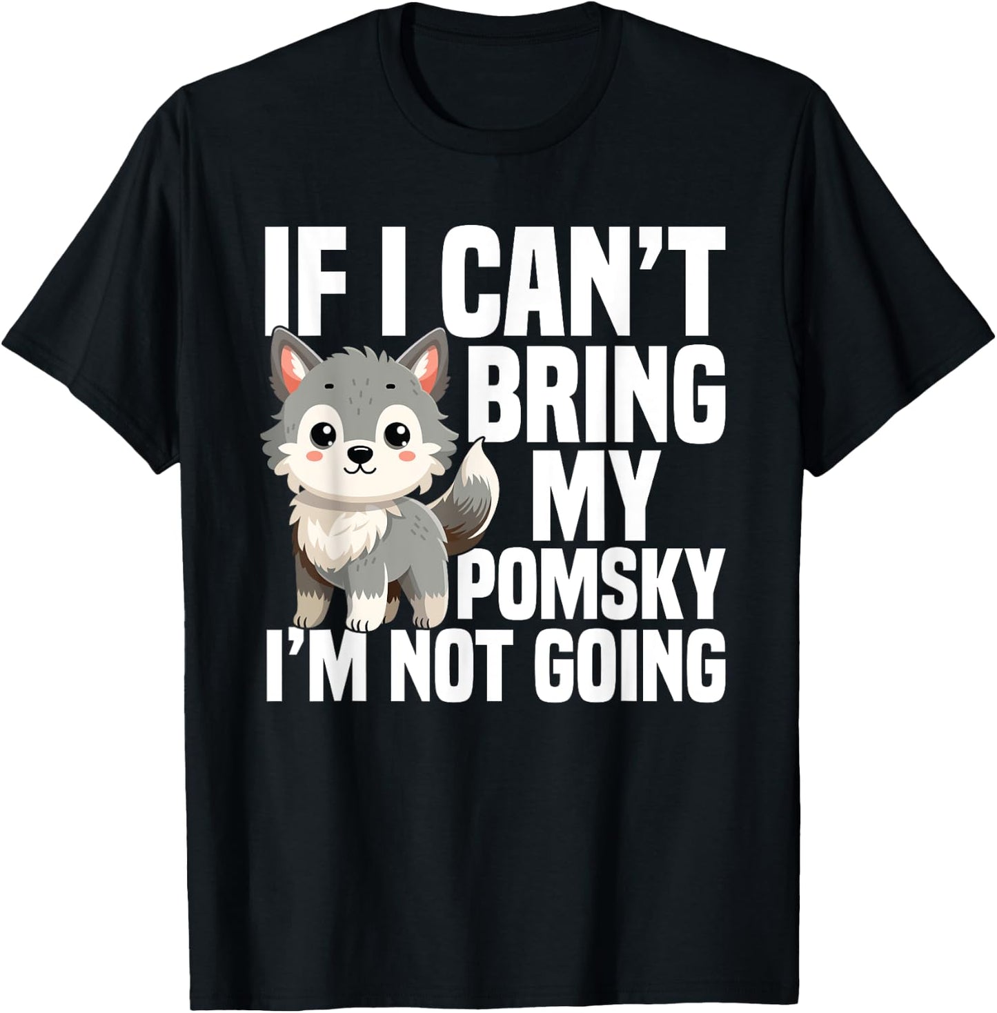 Pomsky Stuffed Animal Dog Plush Harness for Pomsky Women T-Shirt - T-Shirt | Black