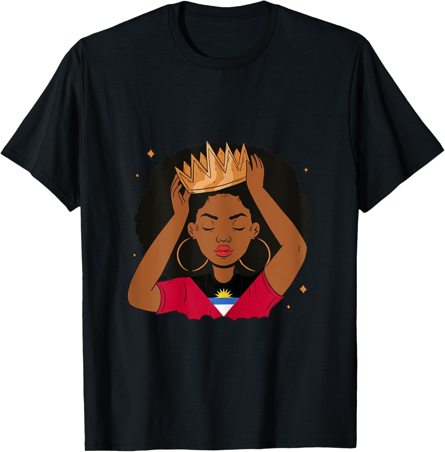 Antiguan Afro Hair Women Antigua Girl Antiguan Heritage T-Shirt - T-Shirt | Black