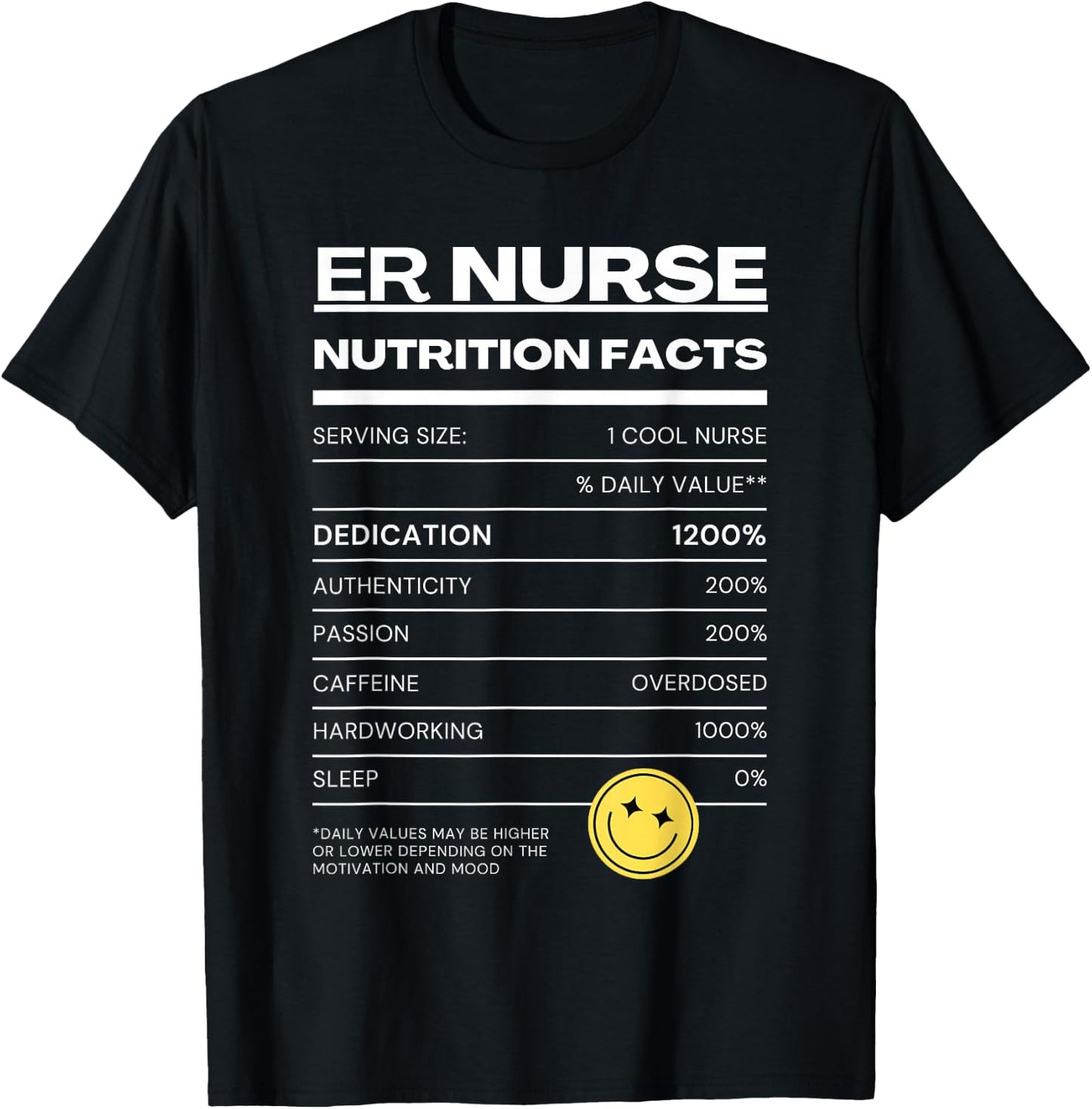 ER Nurse Nutrition Facts ER Nurse T-Shirt - T-Shirt | Black