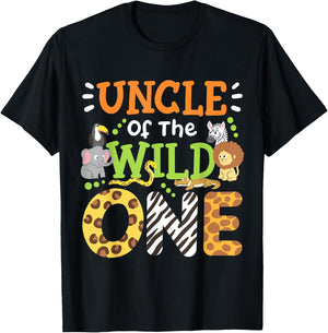 Uncle Of The Wild One Kids Boys Safari Zoo Birthday Family T-Shirt - T-Shirt | Black