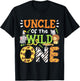Uncle Of The Wild One Kids Boys Safari Zoo Birthday Family T-Shirt - T-Shirt | Black