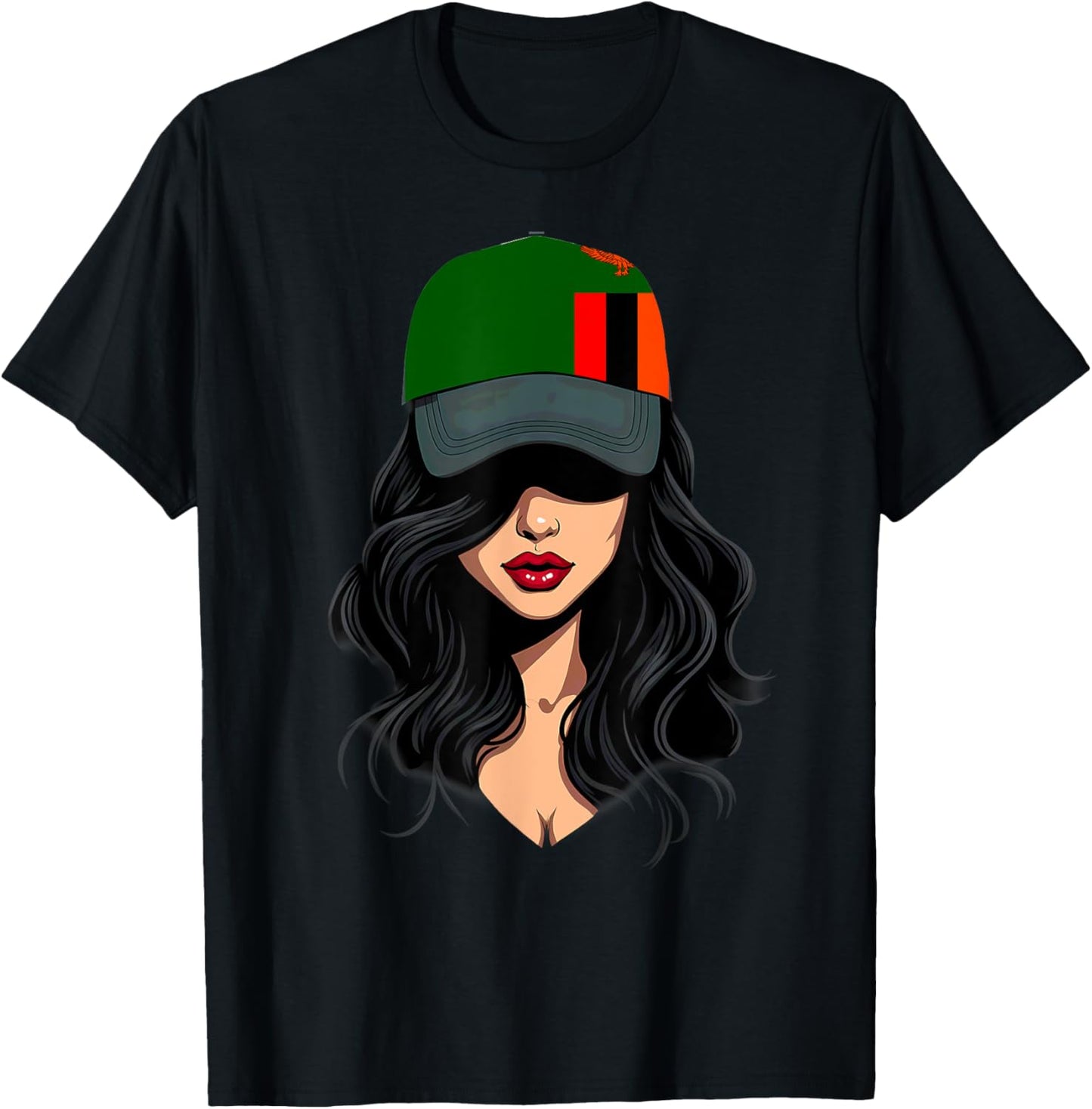 Patriotic Zambian Girl Zambia Flag T-Shirt - T-Shirt | Black