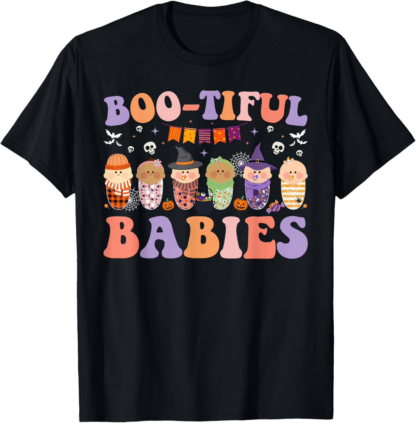 Bootiful Babies Nicu L&D Peds Mother Baby Nurse Halloween T-Shirt - T-Shirt | Black