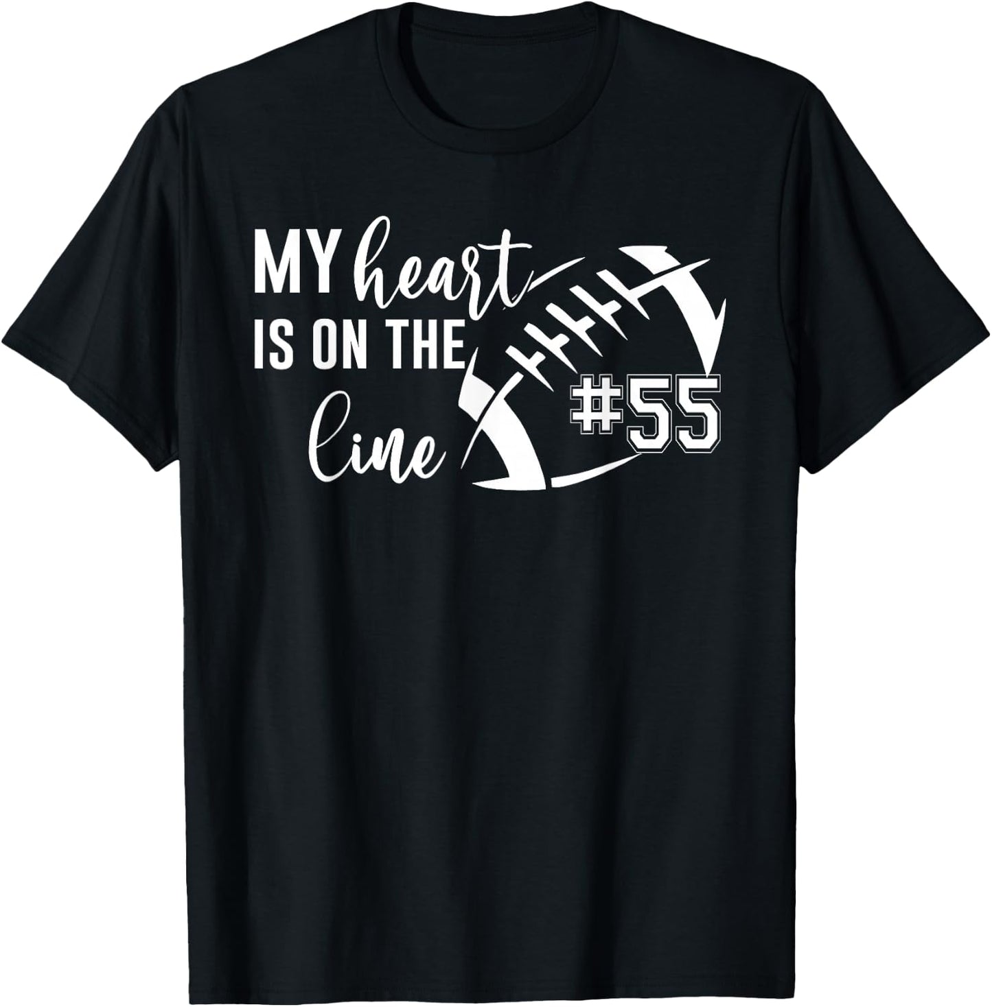 Football My Heart is on The line Football Custom mom footba T-Shirt - T-Shirt | Black