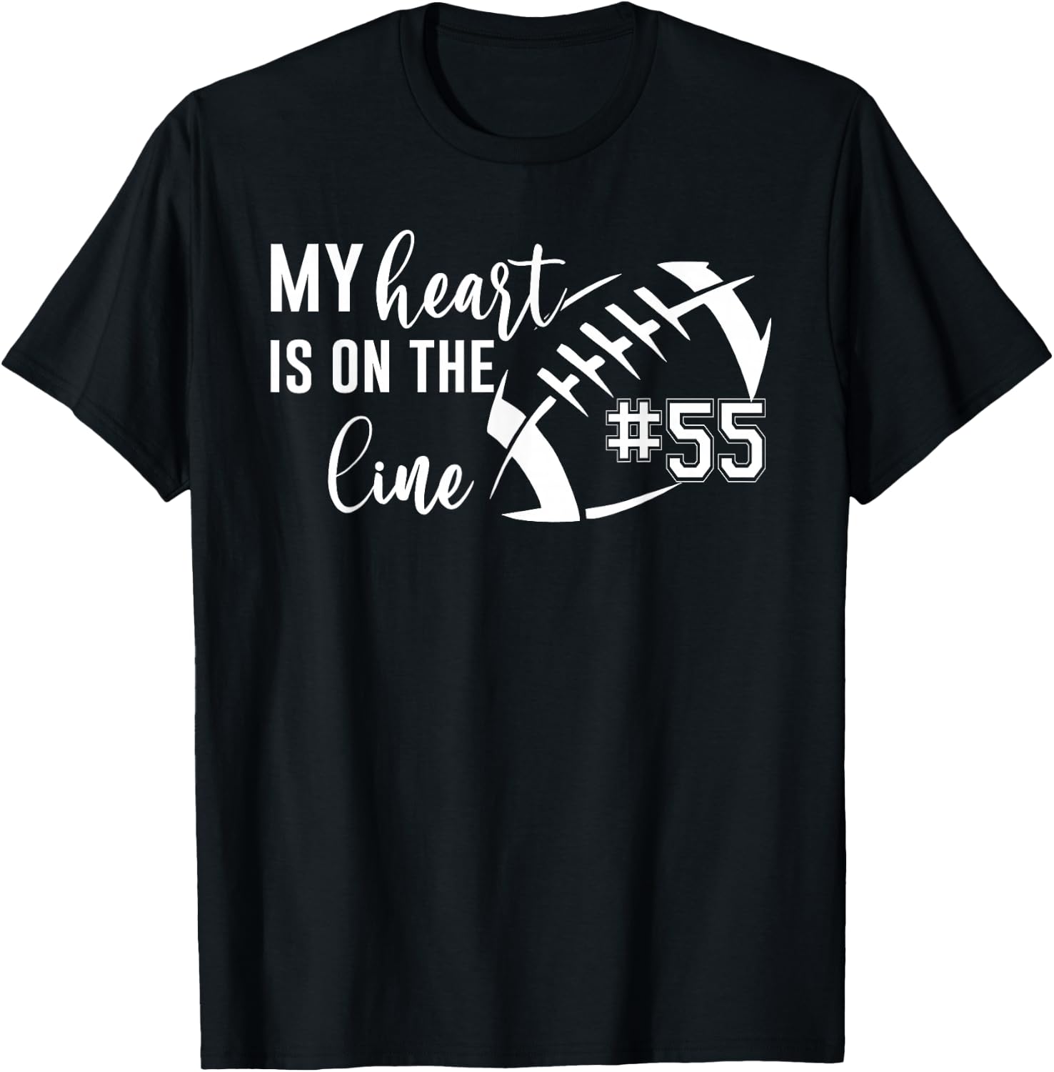 Football My Heart is on The line Football Custom mom footba T-Shirt - T-Shirt | Black