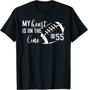 Football My Heart is on The line Football Custom mom footba T-Shirt - T-Shirt | Black