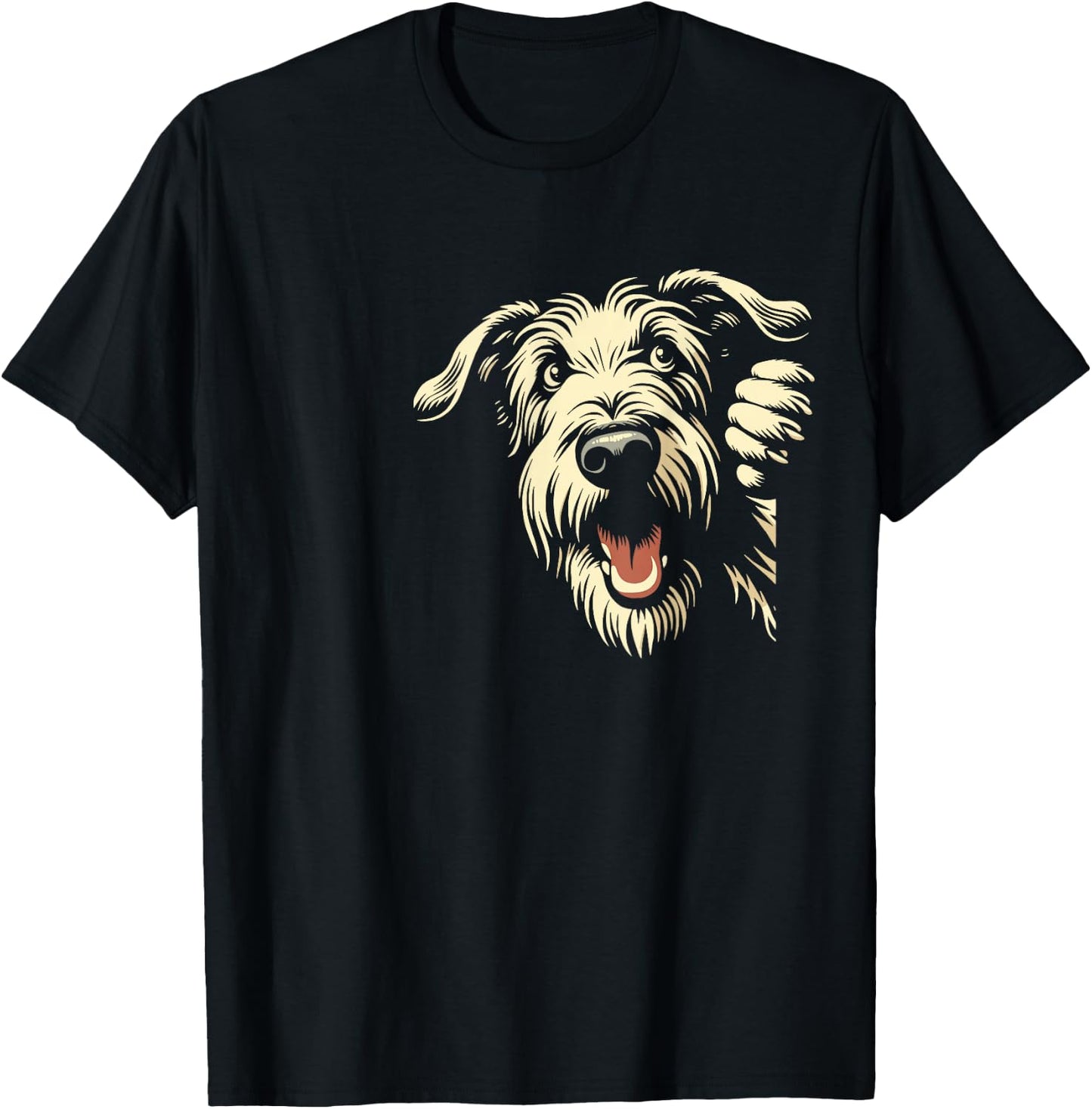 Funny Irish Wolfhound Peeking Dog Graphic Design T-Shirt - T-Shirt | Black