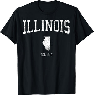 Illinois Vintage Sports Design IL T-Shirt - T-Shirt | Black