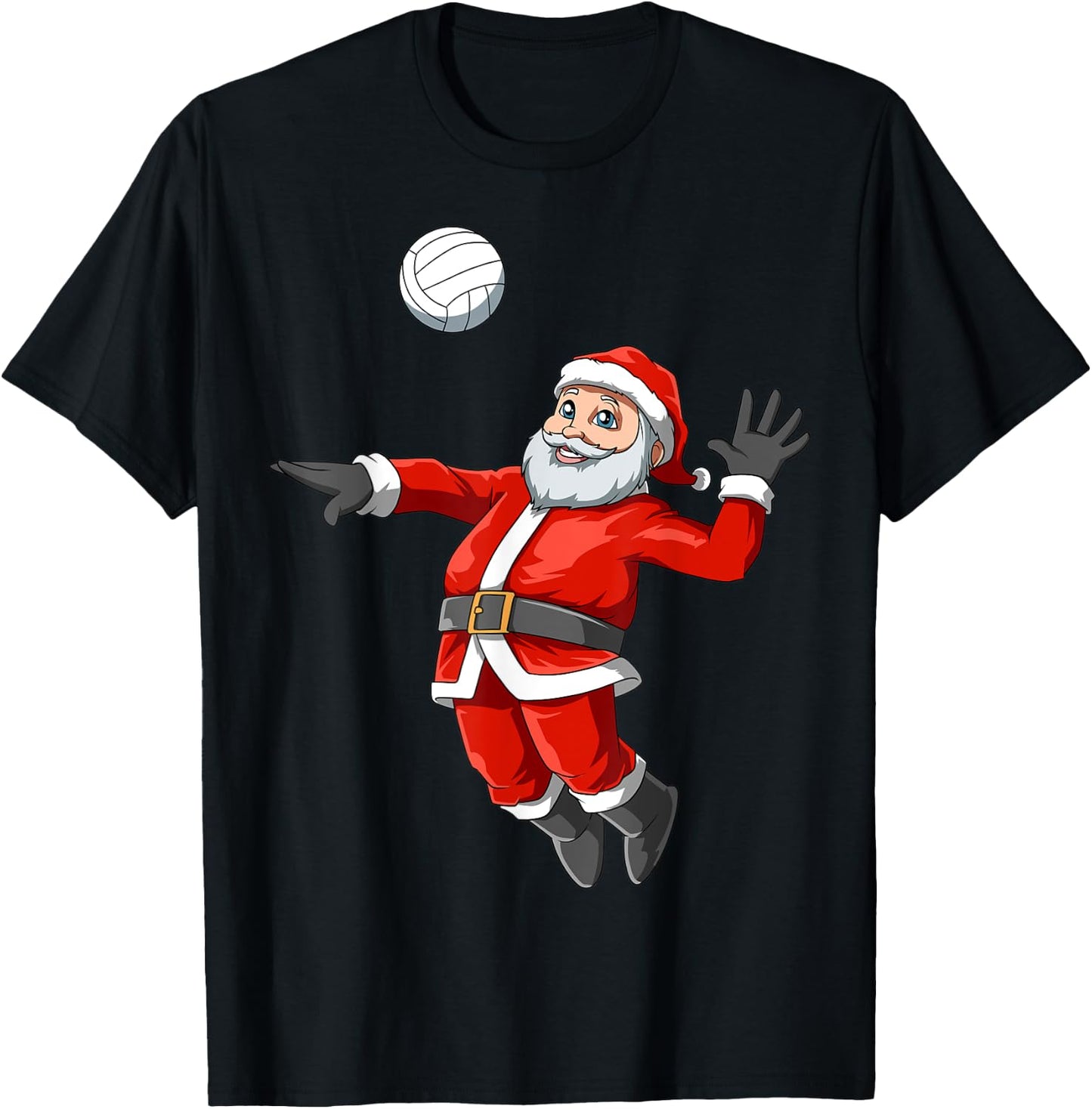 Santa Volleyball Christmas Santa Playing Volleyball Santa T-Shirt - T-Shirt | Black