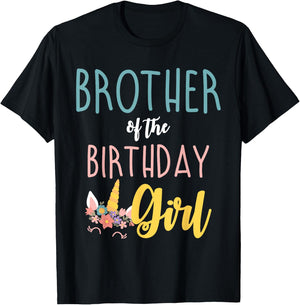 Brother Of The Birthday Girl Brother Gifts Unicorn Birthday T-Shirt - T-Shirt | Black