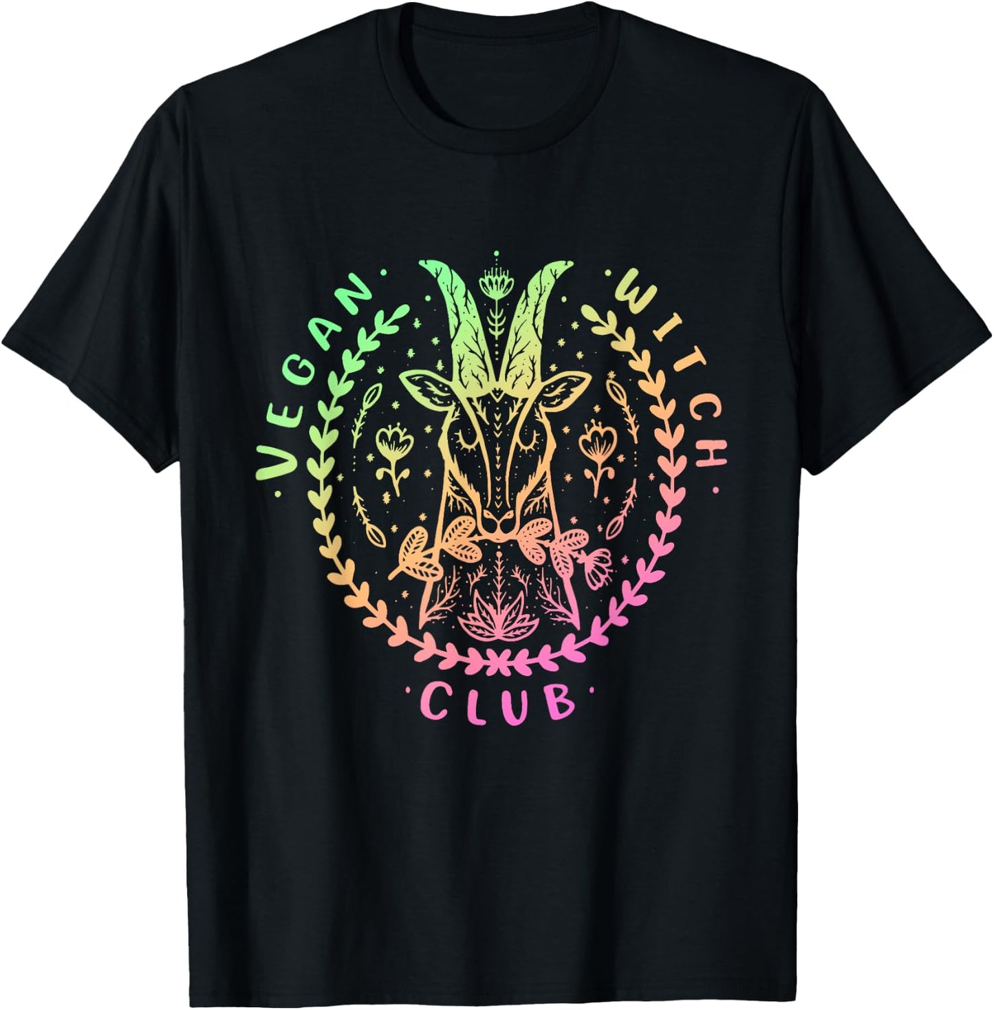 Vegan Witch Club Goat Design T-Shirt - T-Shirt | Black