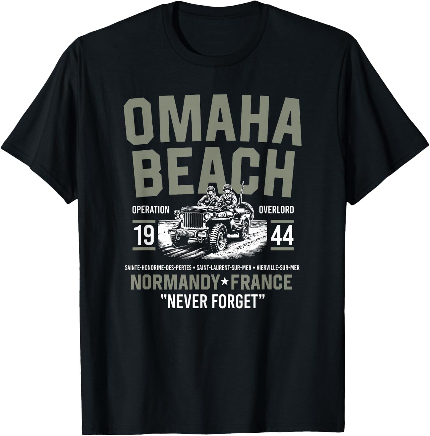 Omaha Beach 1944 Normandy France Never Forget T-Shirt - T-Shirt | Black