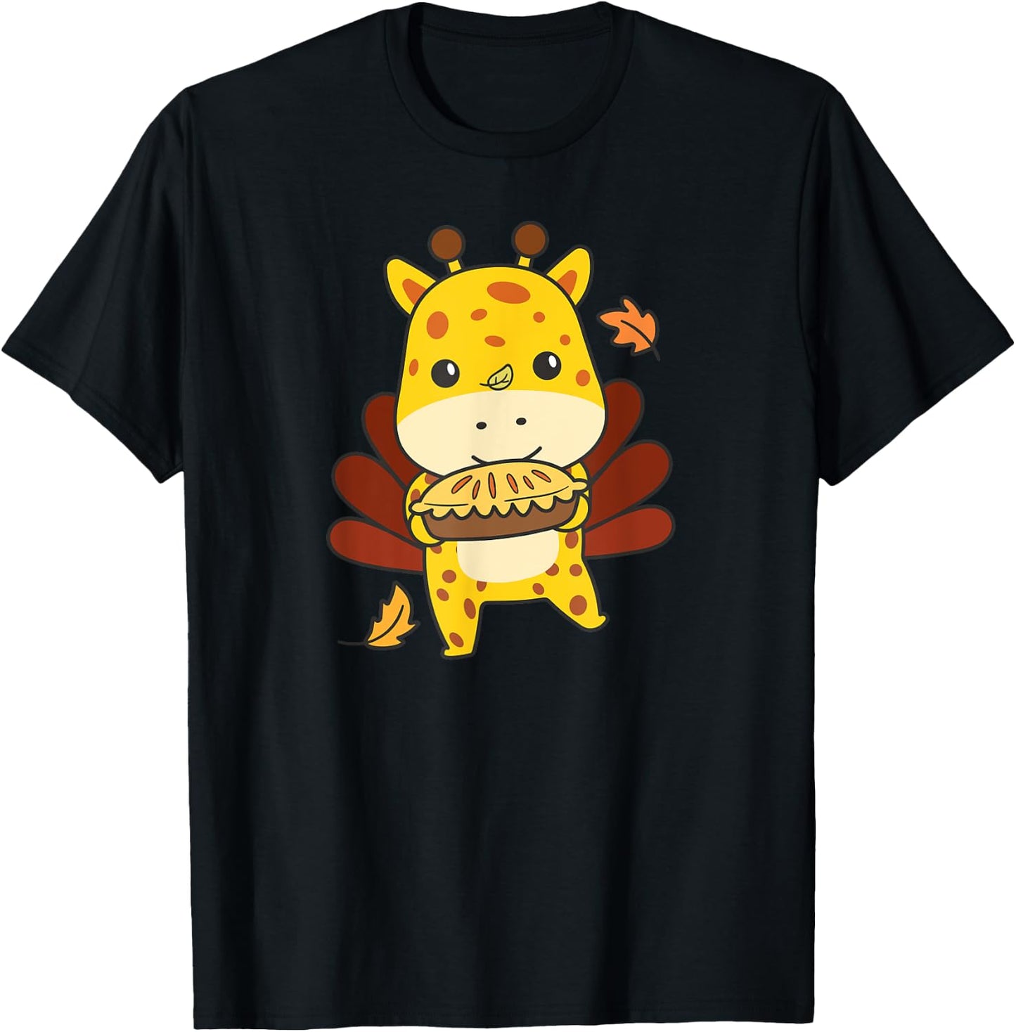Thanksgiving Day Outfits Turkey Giraffe With Applepie T-Shirt - T-Shirt | Black