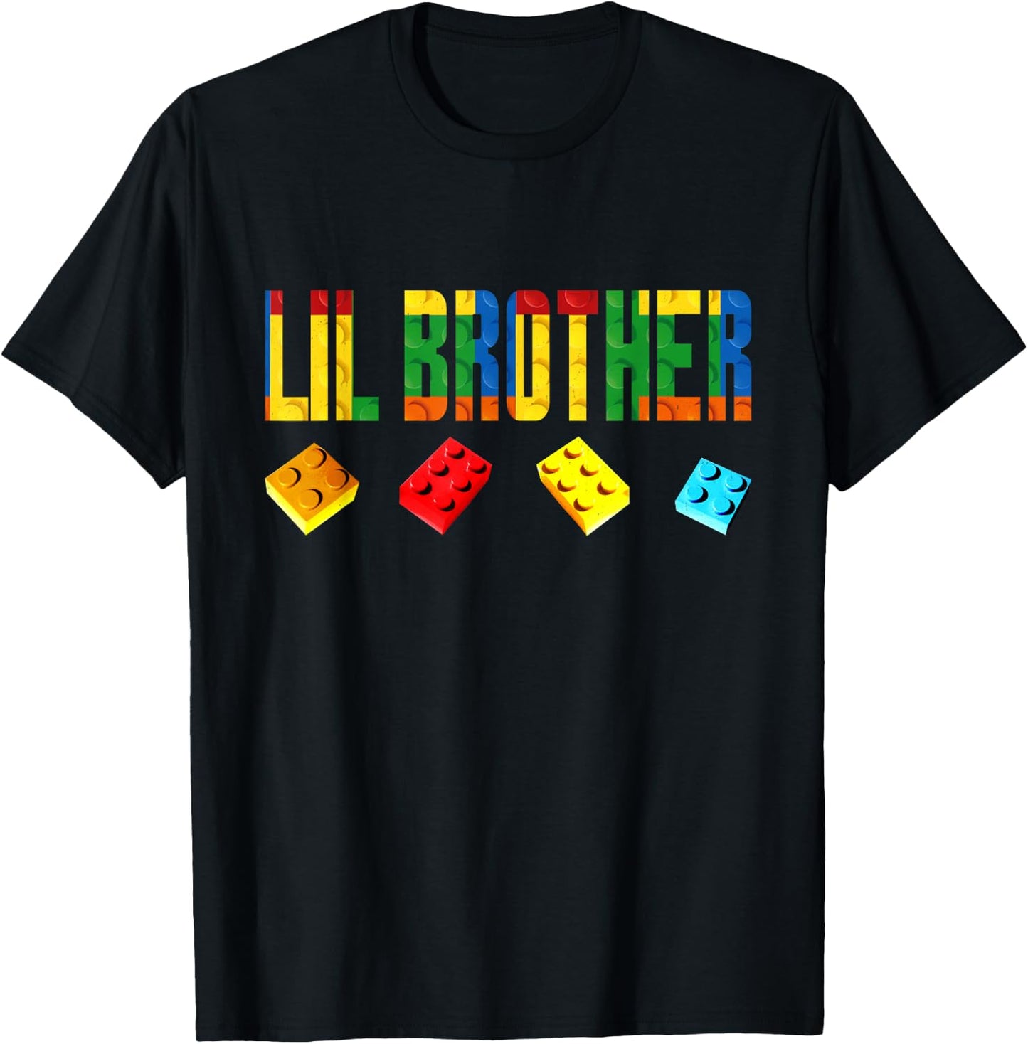 Lil Brother Master Builder Building Blocks Birthday Family T-Shirt - T-Shirt | Black