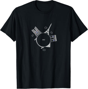 Paris Tiny Planet - Eiffel Tower & Arc de Triomphe Souvenir T-Shirt - T-Shirt | Black
