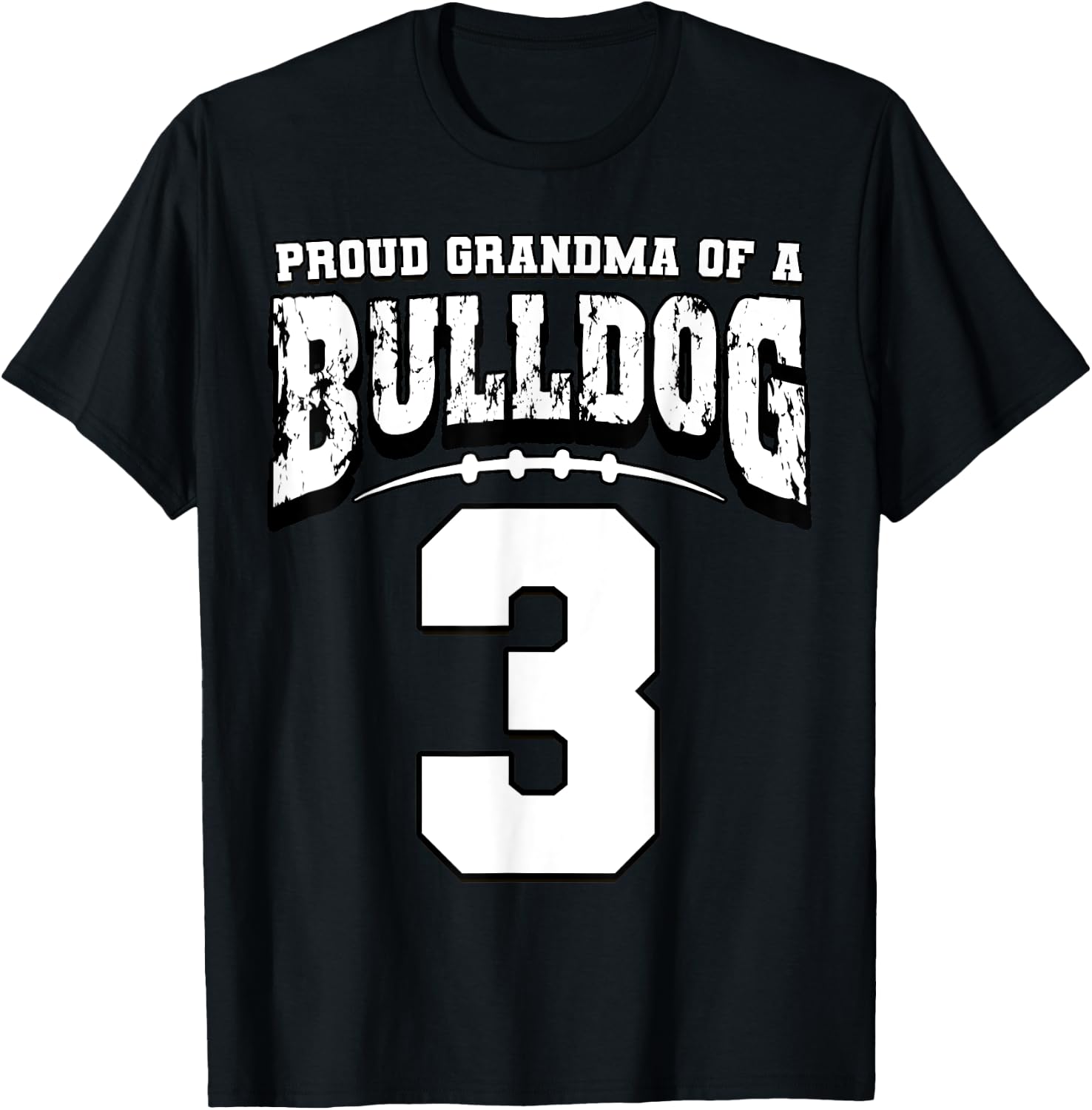 Proud Bulldog Football Grandma Of Player 3 T-Shirt - T-Shirt | Black