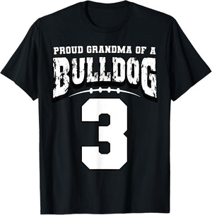 Proud Bulldog Football Grandma Of Player 3 T-Shirt - T-Shirt | Black
