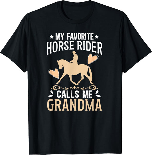 Horse Show Grandma Proud Equestrian Grandmother T-Shirt - T-Shirt | Black