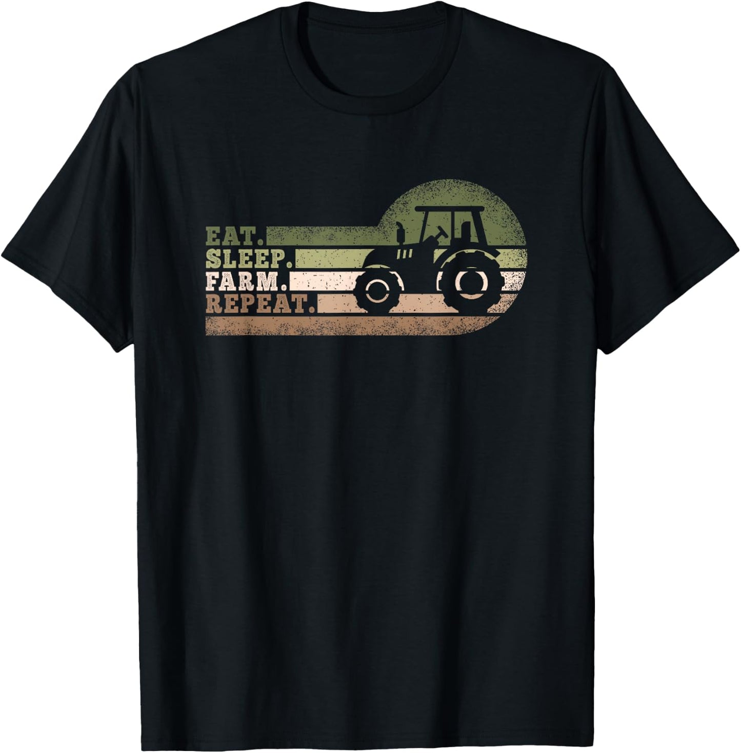 Eat Sleep Farm Repeat Tractor Funny Farming Men Women Kids T-Shirt - T-Shirt | Black