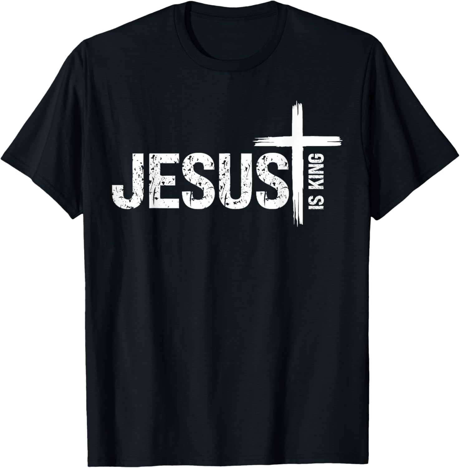 Christian Cross God Loves You Religious Jesus is King T-Shirt - T-Shirt | Black