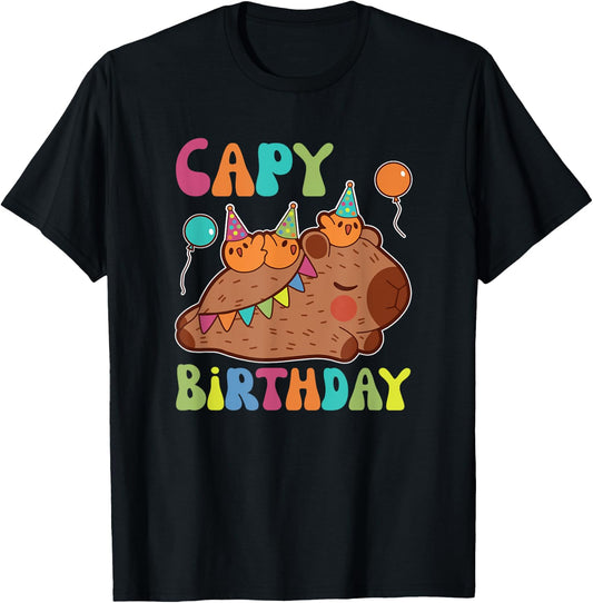 Capybara Capy Birthday Pun Happy Birthday T-Shirt - T-Shirt | Black