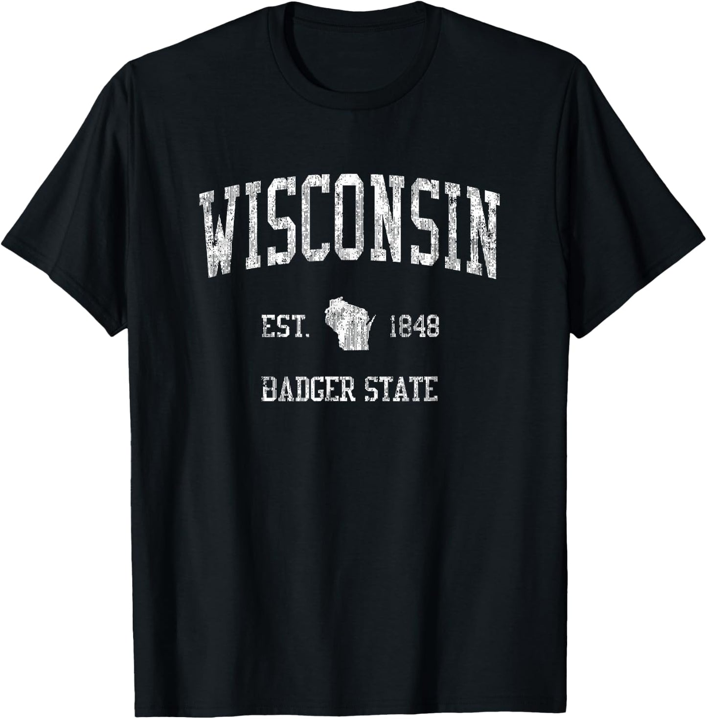 Wisconsin Vintage Sports Design Wisconsinan WI T-Shirt - T-Shirt | Black