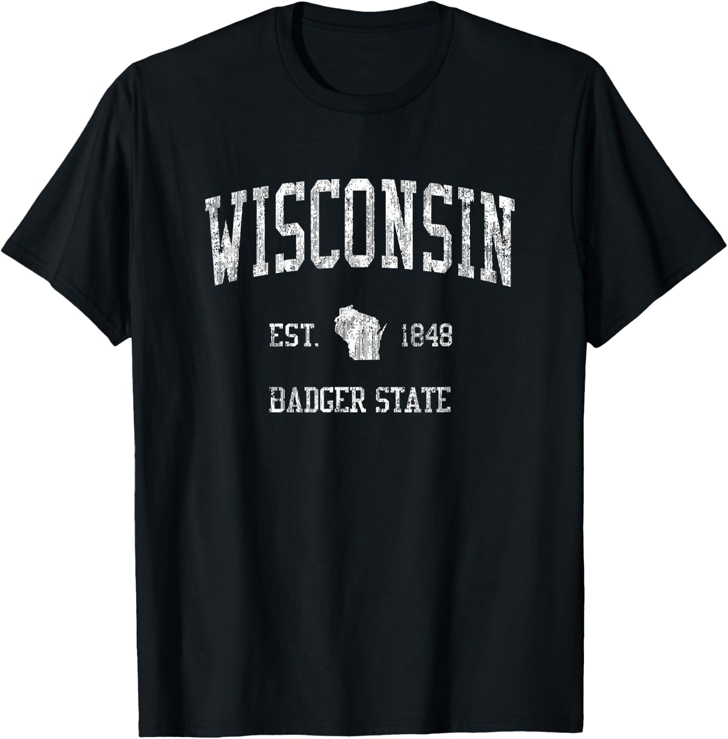 Wisconsin Vintage Sports Design Wisconsinan WI T-Shirt - T-Shirt | Black