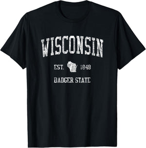 Wisconsin Vintage Sports Design Wisconsinan WI T-Shirt - T-Shirt | Black